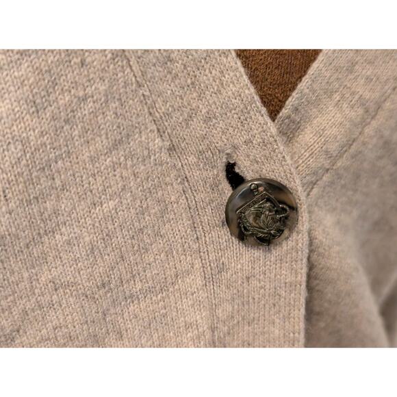 Lauren Ralph Lauren 100% Cashmere Gray Long V-neck Cardigan Sweater Academia S - Picture 4 of 9